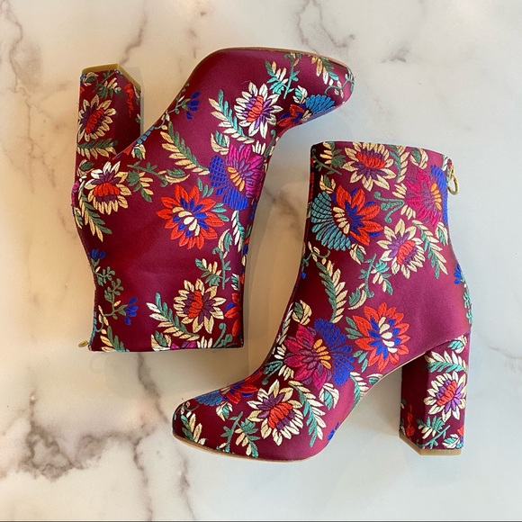 Joie Shoes - JOIE Saleema Brocade Shimmer Embroidered Bootie